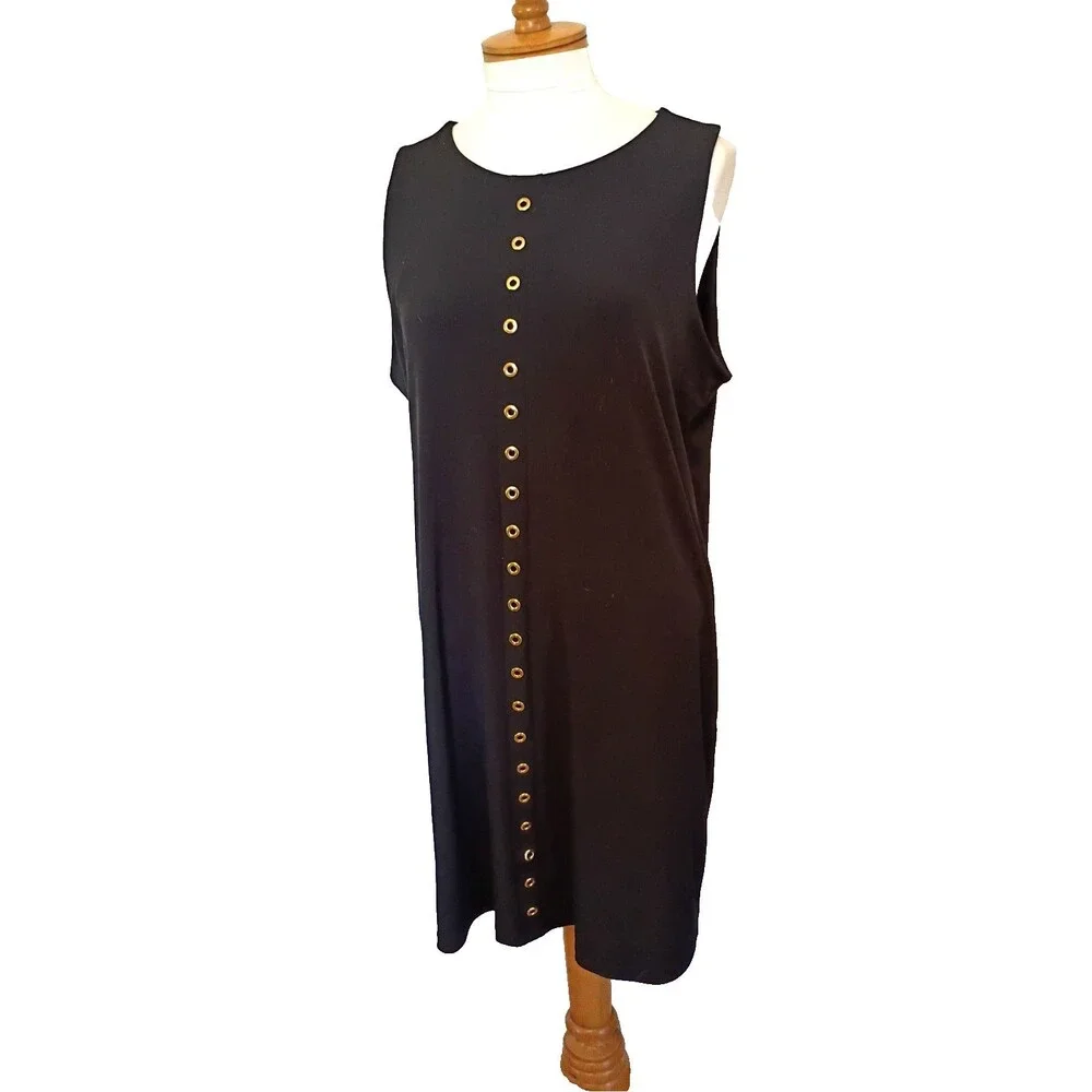 Michael Kors Black Sleeveless Dress with Gold color Grommets Size XL